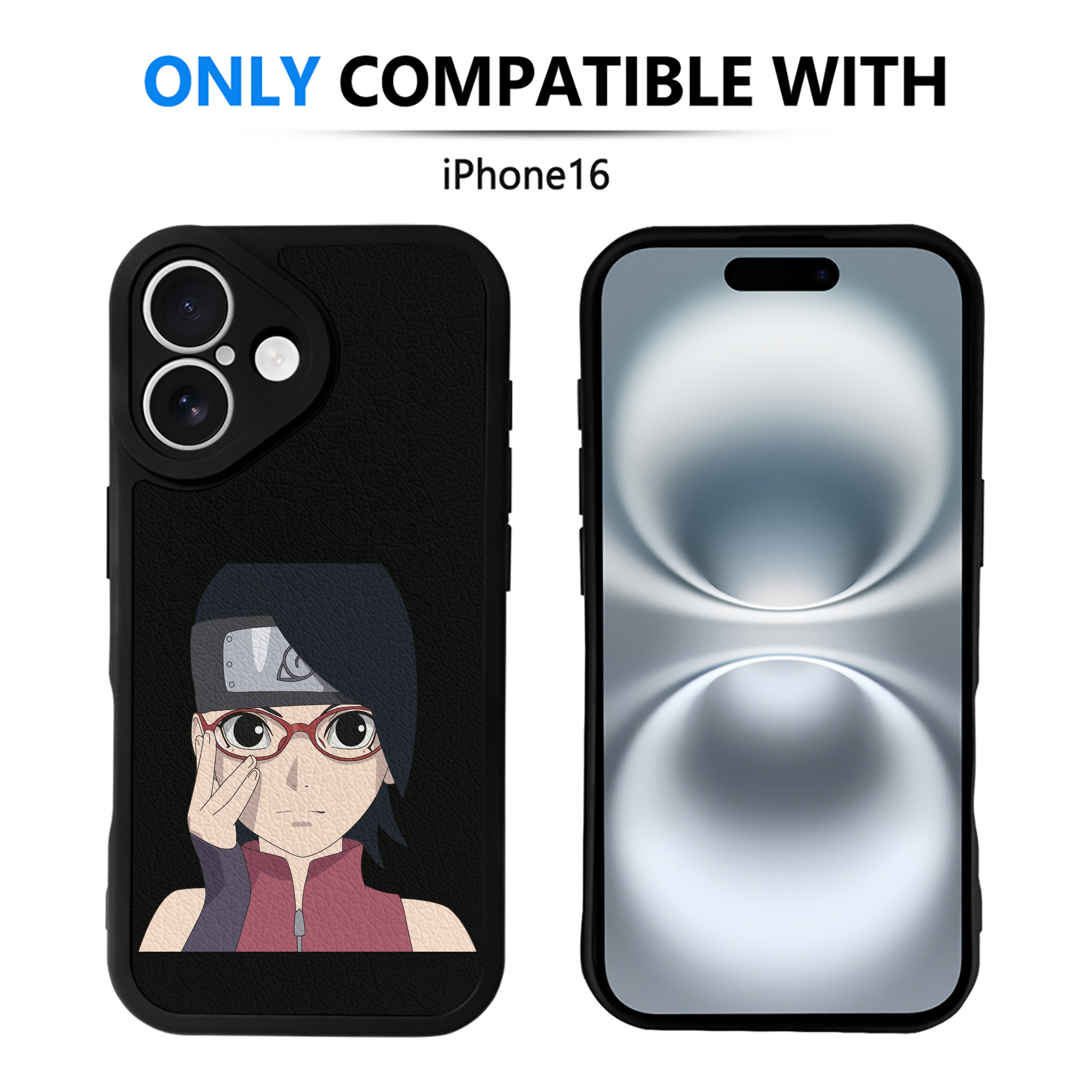 （画像用） NARUTO -ナルト- うちは サラダ Uchiha Sarada 【iPhone 16シリーズ対応】シリコンスマホケース（レザー調） 材質：シリコン
